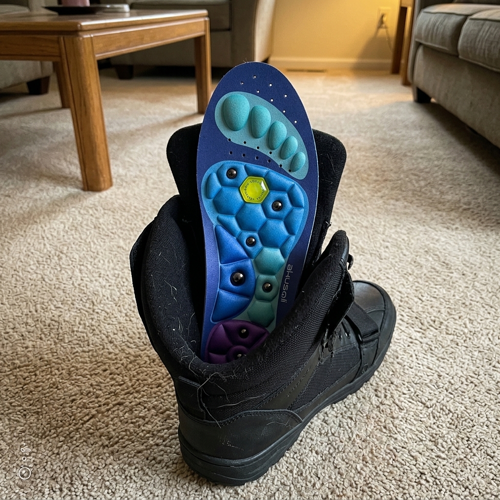 Customer photo: Akusoli insoles in walking boots